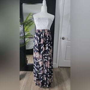 Floral Strapless Maxi Dress